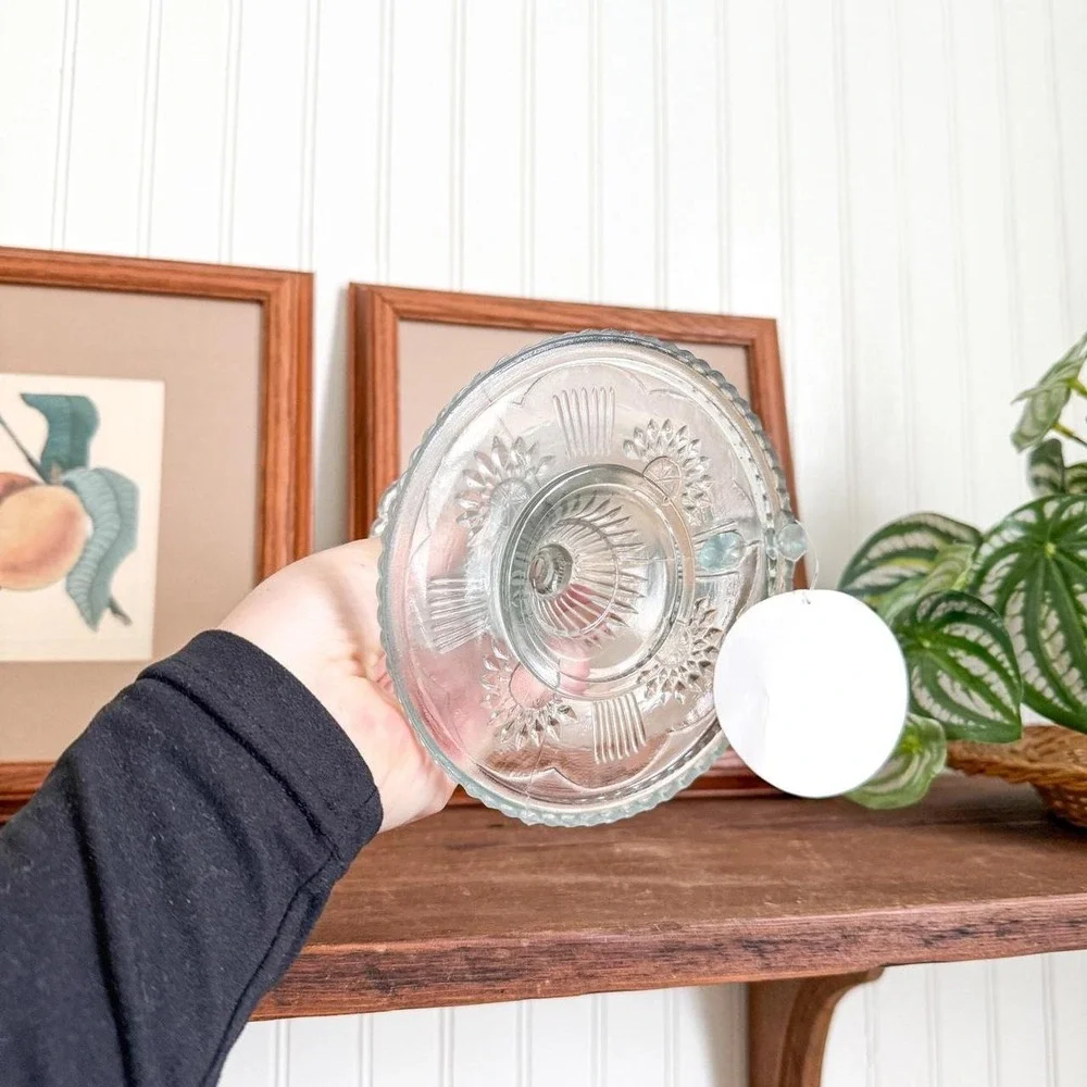 Pressed Glass Candle Holder